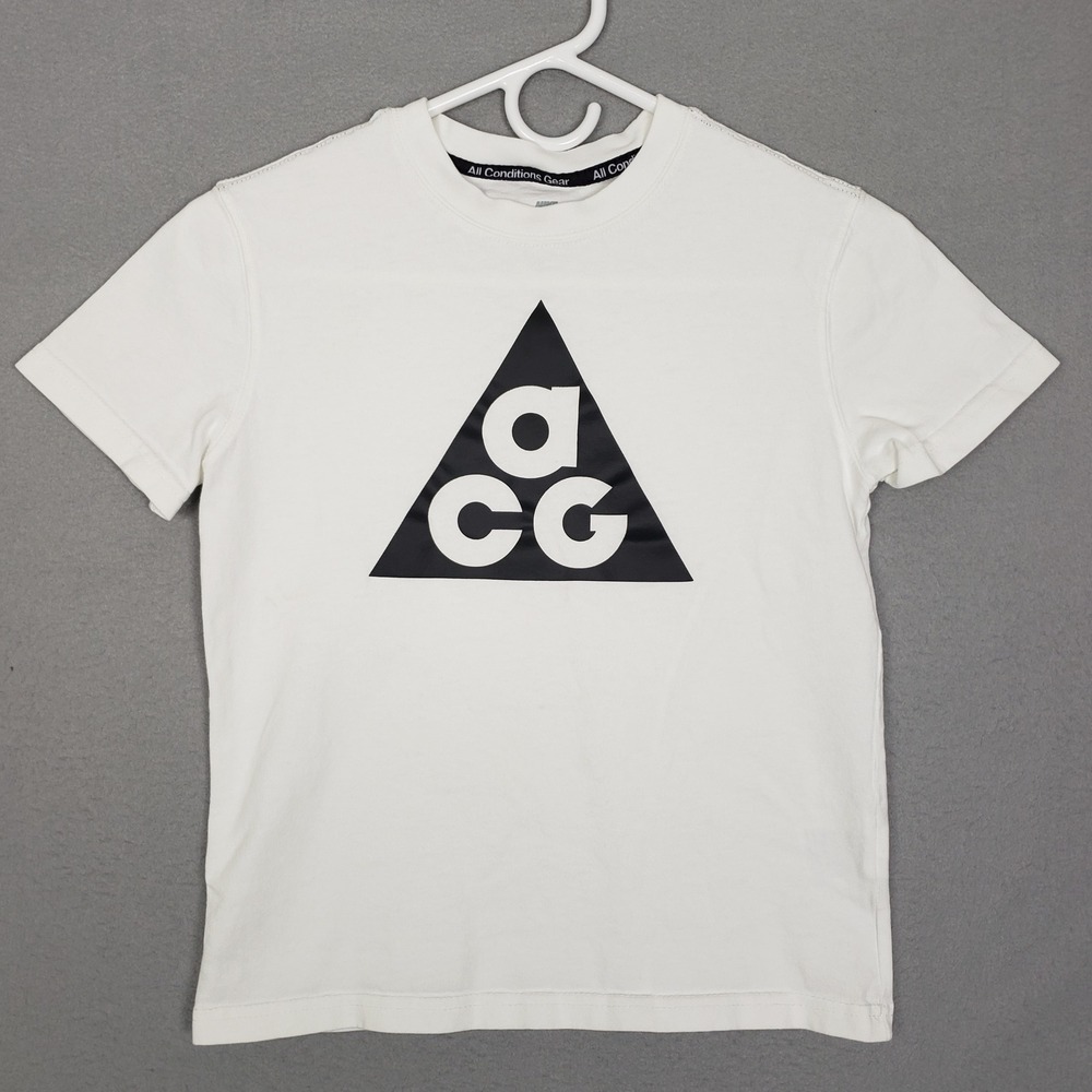 Nike Tee All Conditions Gear OCG Triangle Logo White Athletic Streetwear Size S